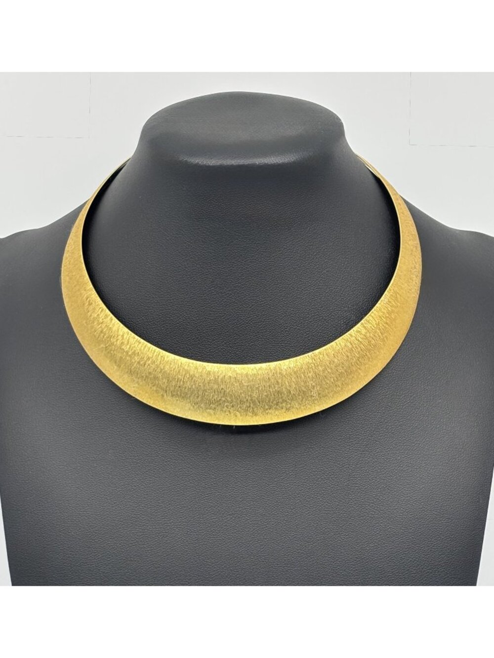 Vintage Milor Italy Brushed Textured Bronze Collar Torque Choker Necklace Signed